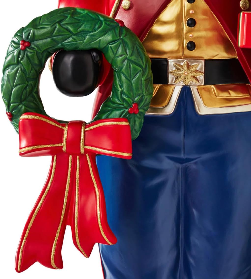 Impressive, Life-Sized 6' Tall Nutcracker Traditional, Handpainted Finish 15 Warm LED Corded Lights do not Require Any Batteries Caucasian and multicultural Styles