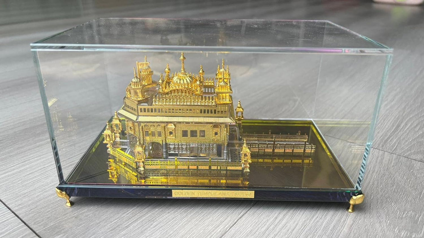 Ailtower Golden Temple Amritsar Model, A Sikh Religious Crystal with Golden Plate Must for Every Sikh Religious Family, Office, and Sikh Auspicious Purpose, Gurudwara Décor (Square XLarge)