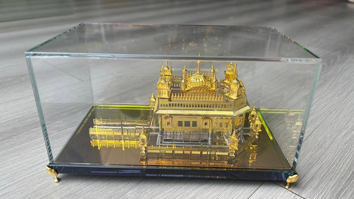 Ailtower Golden Temple Amritsar Model, A Sikh Religious Crystal with Golden Plate Must for Every Sikh Religious Family, Office, and Sikh Auspicious Purpose, Gurudwara Décor (Square XLarge)