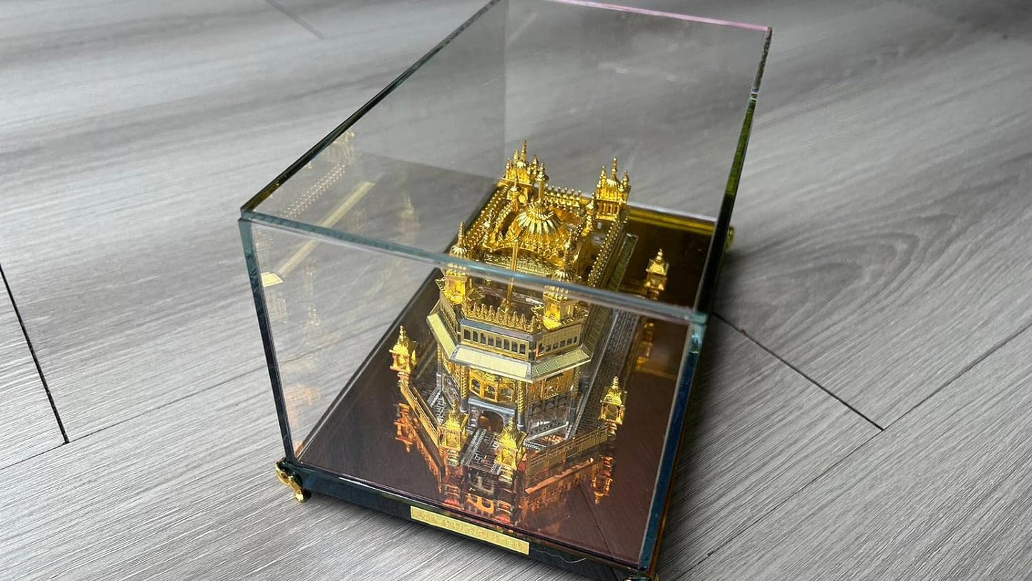 Ailtower Golden Temple Amritsar Model, A Sikh Religious Crystal with Golden Plate Must for Every Sikh Religious Family, Office, and Sikh Auspicious Purpose, Gurudwara Décor (Square XLarge)