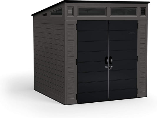 Suncast BMS7780 Modernist Shed, Outdoor Heavy-Duty Storage for Tools and Garden Equipment, USA Made, Peppercorn