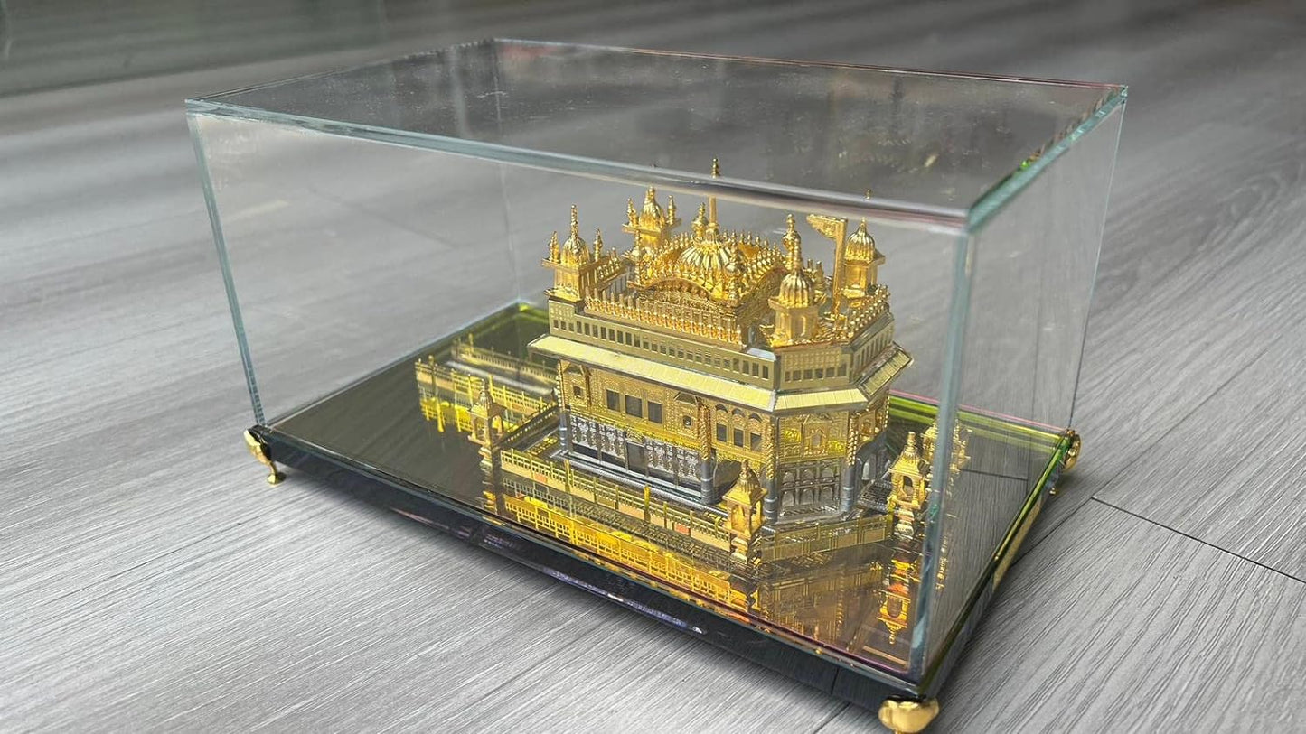 Ailtower Golden Temple Amritsar Model, A Sikh Religious Crystal with Golden Plate Must for Every Sikh Religious Family, Office, and Sikh Auspicious Purpose, Gurudwara Décor (Square XLarge)