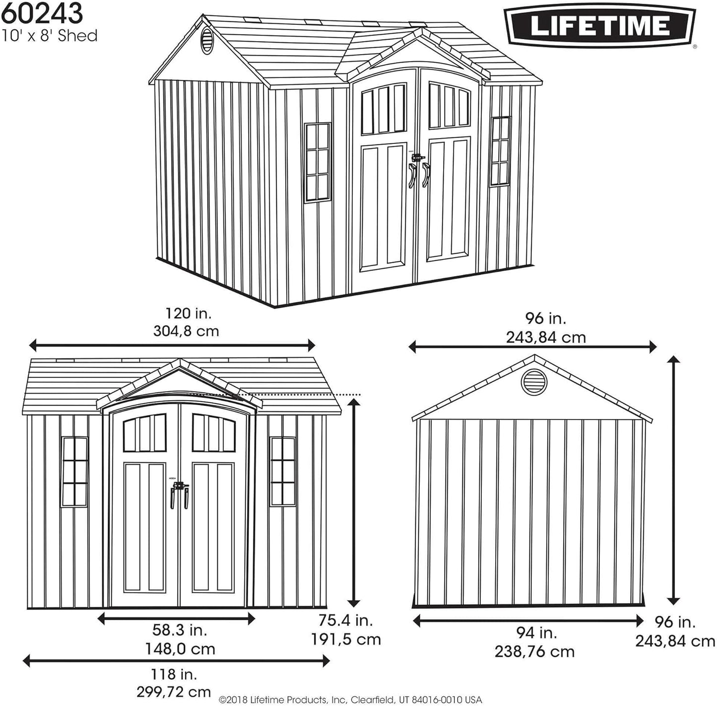 Lifetime 60243 10 x 8 Ft. Outdoor Storage Shed