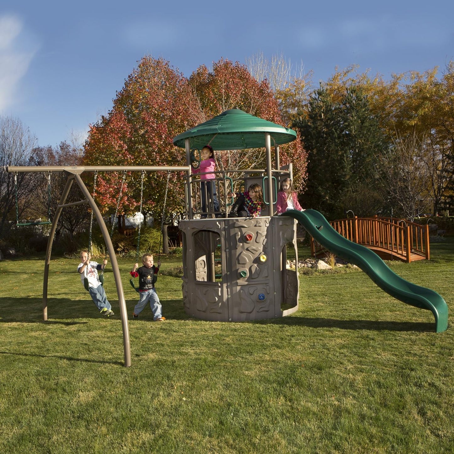 Lifetime 90440 Adventure Tower Swing Set, Green