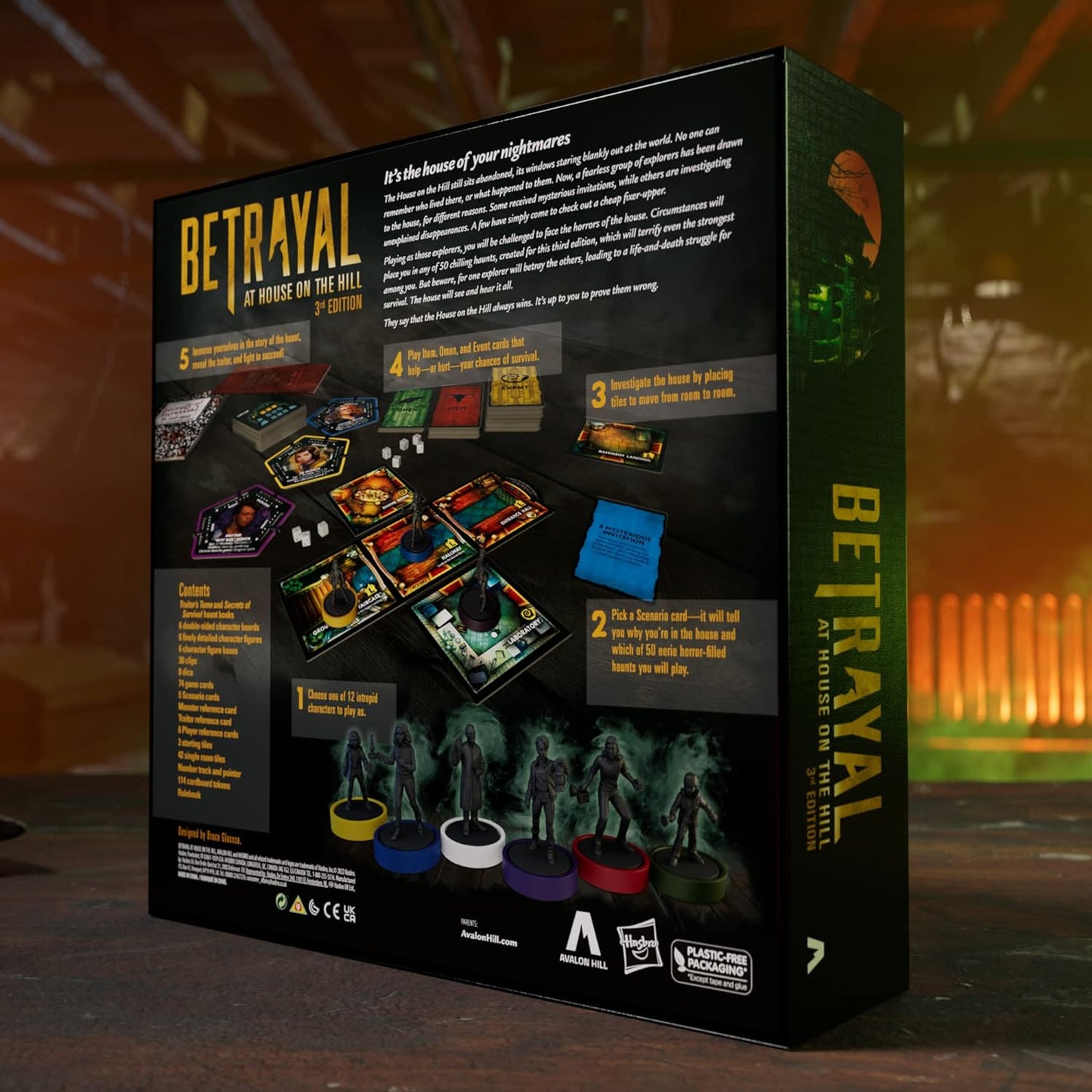 Avalon Hill Hasbro Gaming Betrayal at The House on The Hill 3rd Edition Cooperative Board Game,Ages 12 and Up,3-6 Players,50 Chilling Scenarios