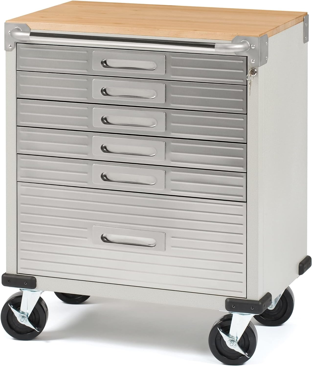 Seville Classics Rolling Lockable Cabinet Storage, 6-Drawer (28" W x 18" D), Granite