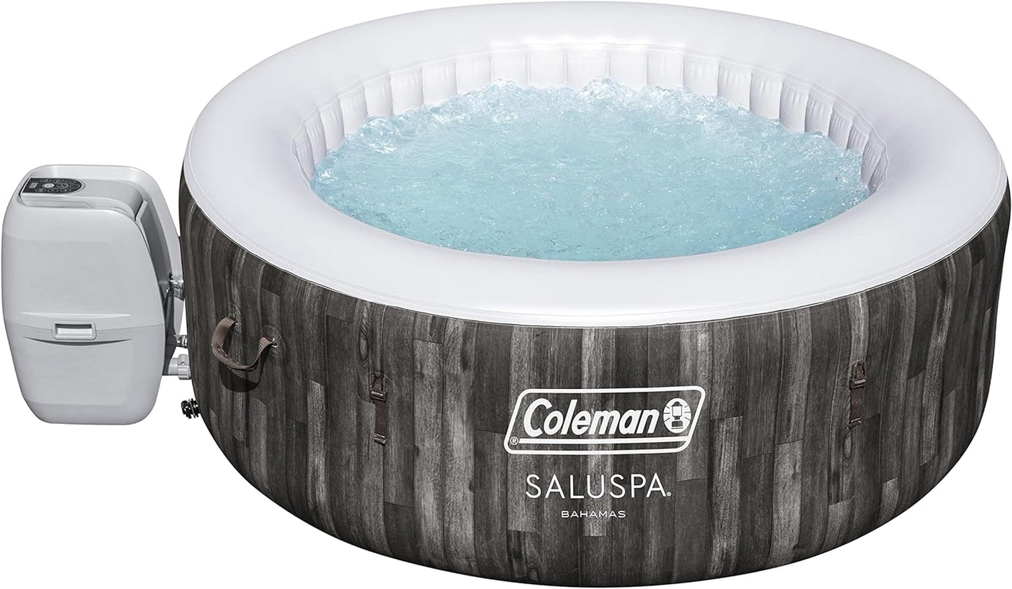 Inflatable Coleman 90455 SaluSpa Bahamas 71-Inch x 26-Inch 4 Person Outdoor Portable Hot Tub Spa with 120 Air Jets, Pump, 2 Filter Cartridges, and Tub Cover