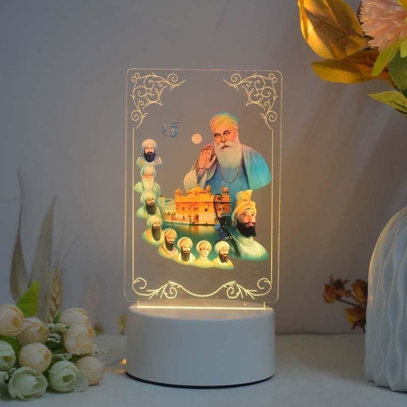 Ailtower Beautiful 3D Guru Nanak & Gobind ji Frame with Soft Light. UV Printed LED Night Light for Sikhs, Punjabi, Indian Community. Gifts for Kids, Grandparents & Friends.(Guru Nanak & Guru Gobind)