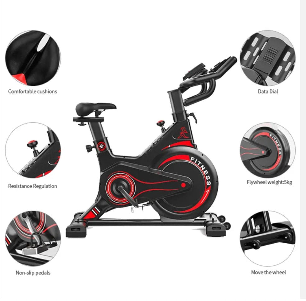 Exercise Bike, Stationary Bike for Home Gym, Magnetic Resistance Indoor Cycling Bike w/Comfortable Seat Cushion & Ipad Mount, Silent Belt Drive Indoor Bike for Cardio Workout