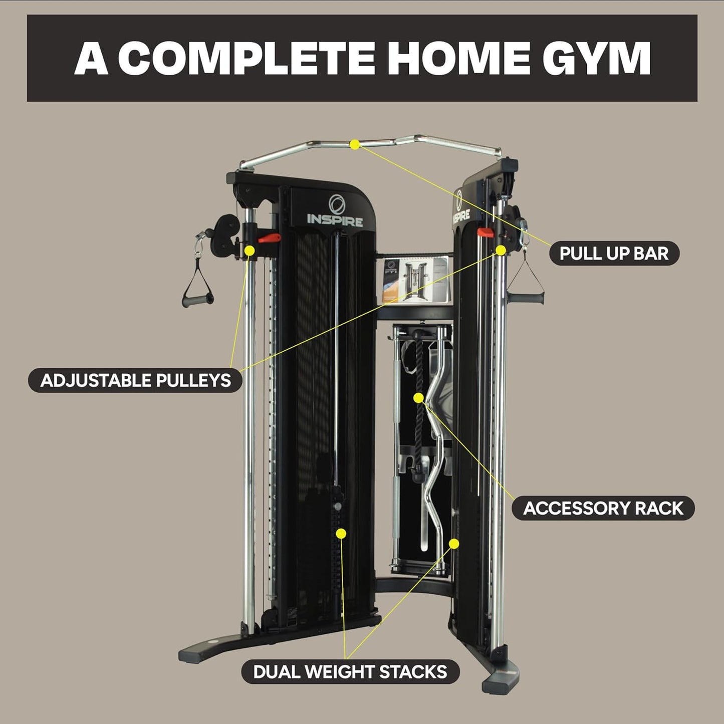 Inspire Fitness Functional Trainer - Multifunctional Cable Machine Home Gym System - at Home Gym Workout Weight Machine for Strength Training - Full Body Compact Exercise & Fitness Equipment Set