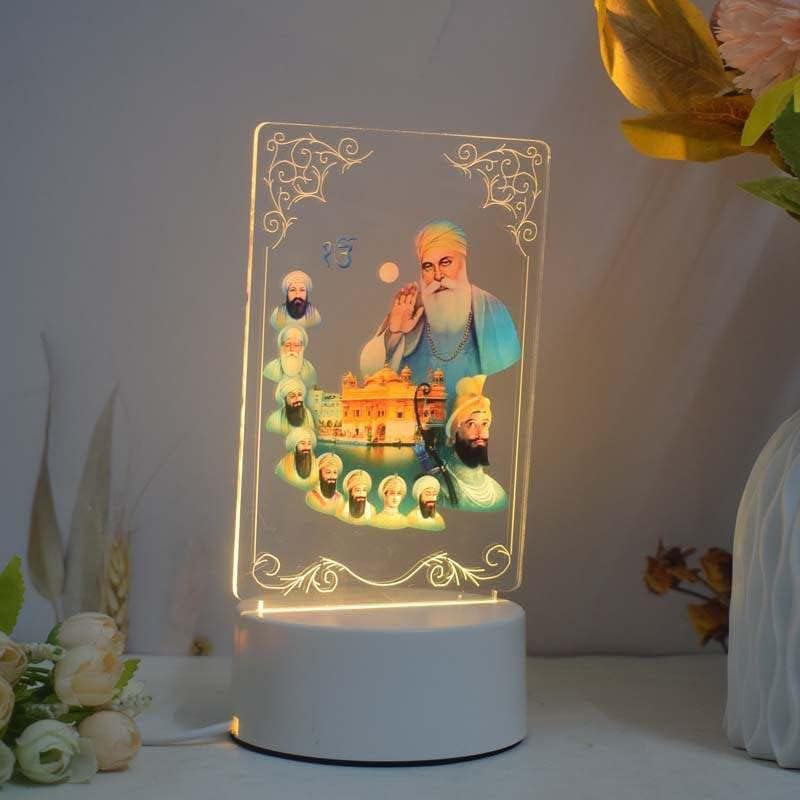 Ailtower Beautiful 3D Guru Nanak & Gobind ji Frame with Soft Light. UV Printed LED Night Light for Sikhs, Punjabi, Indian Community. Gifts for Kids, Grandparents & Friends.(Guru Nanak & Guru Gobind)