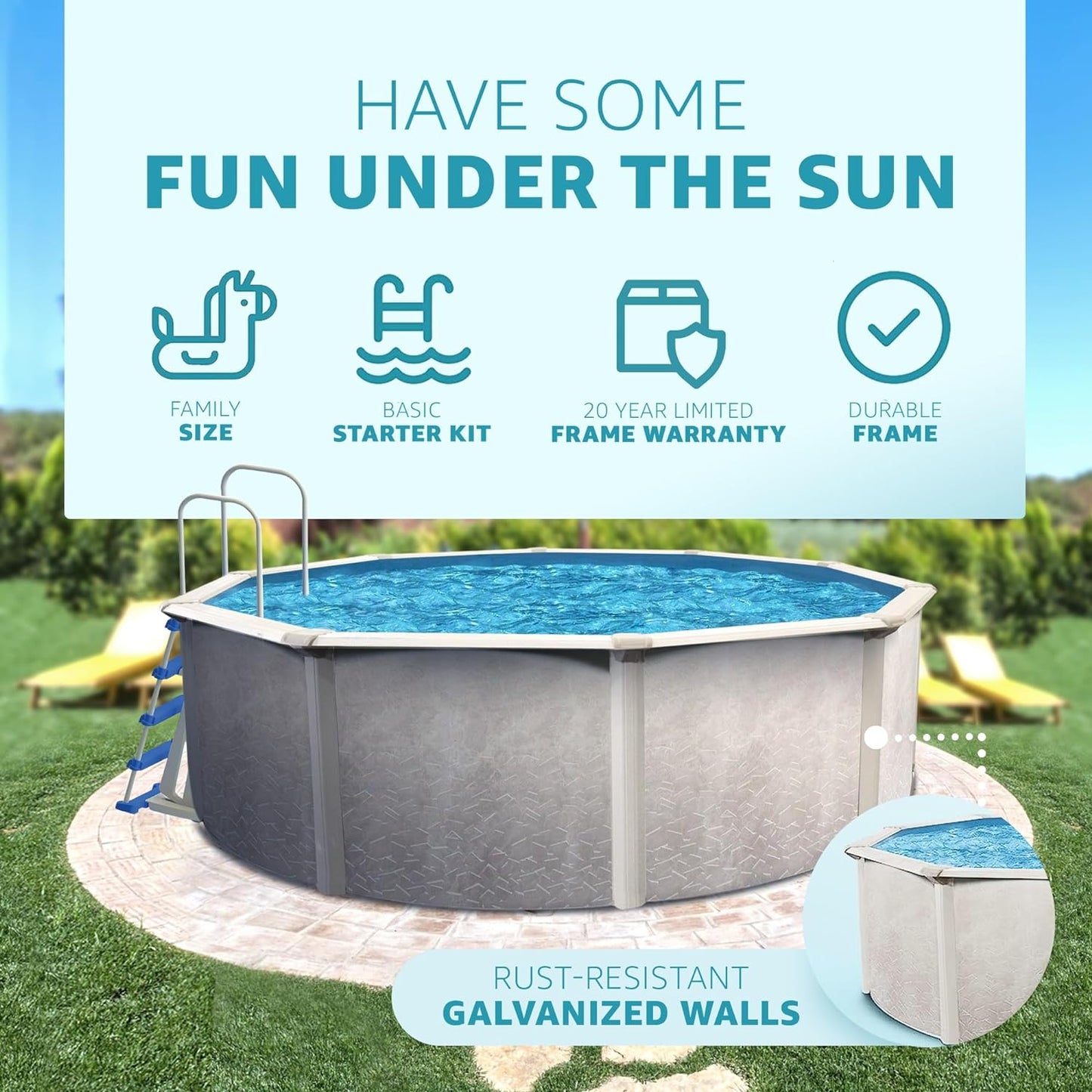 Aquarian Above Ground Pool Kits, Hard Sided Above Ground Pool Steel Frame Outdoor Pool With Rust-Proof Galvanized Walls, Deep Swimming Pools For Adults Above Ground Pool With Pump And Filter