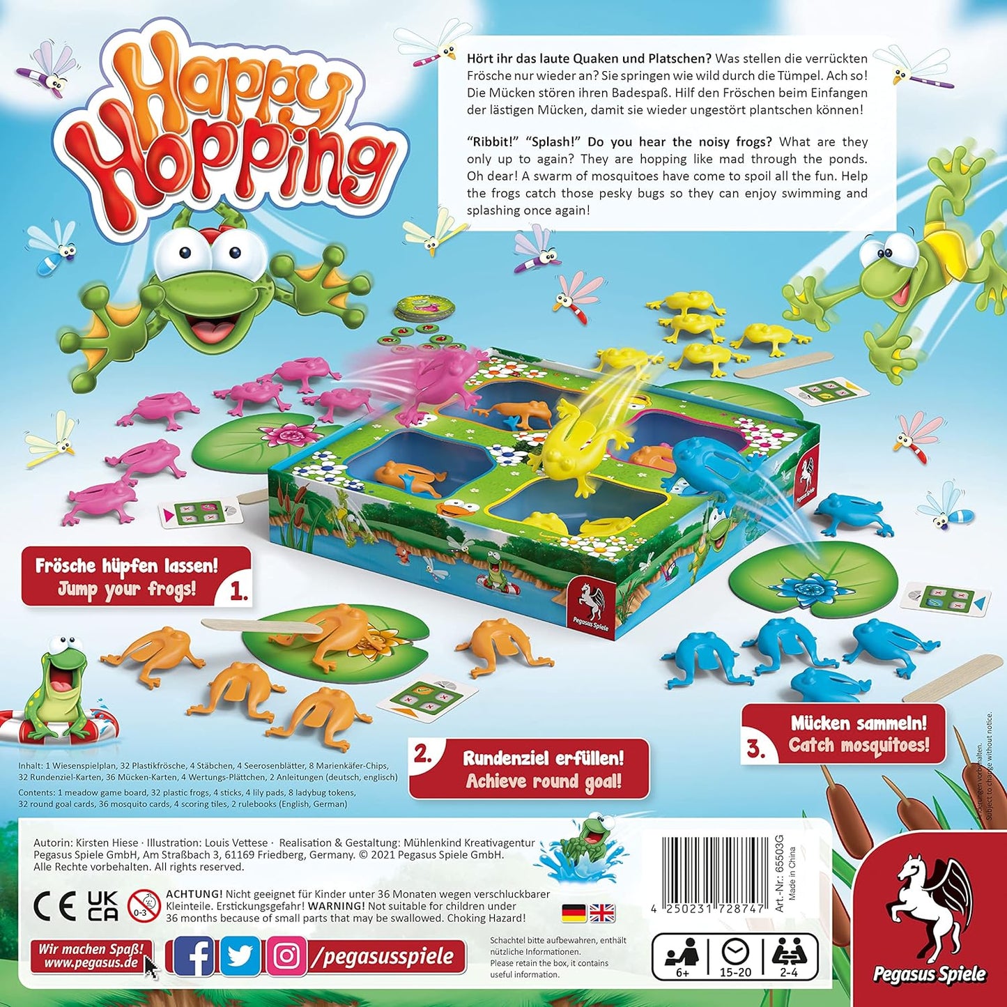 Happy Hopping - Board Game by Pegasus Spiele 2-4 Players – Board Games for Family – 15-20 Minutes of Gameplay – Games for Family Game Night – Kids and Adults Ages 6+ - English Version