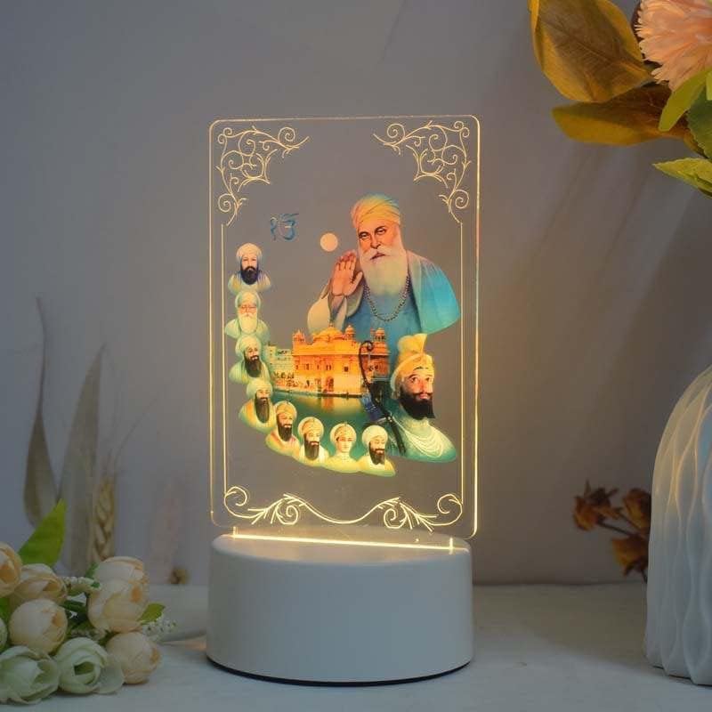 Ailtower Beautiful 3D Guru Nanak & Gobind ji Frame with Soft Light. UV Printed LED Night Light for Sikhs, Punjabi, Indian Community. Gifts for Kids, Grandparents & Friends.(Guru Nanak & Guru Gobind)