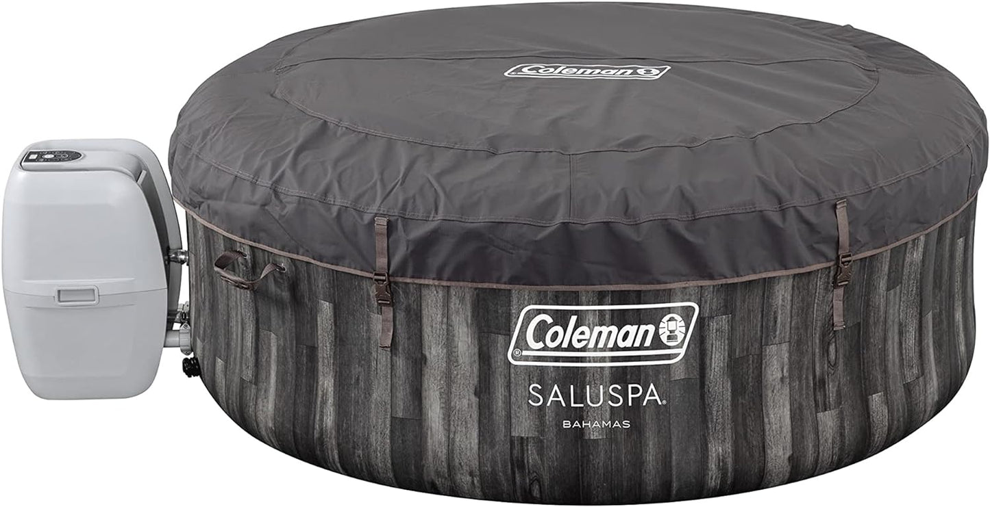 Inflatable Coleman 90455 SaluSpa Bahamas 71-Inch x 26-Inch 4 Person Outdoor Portable Hot Tub Spa with 120 Air Jets, Pump, 2 Filter Cartridges, and Tub Cover