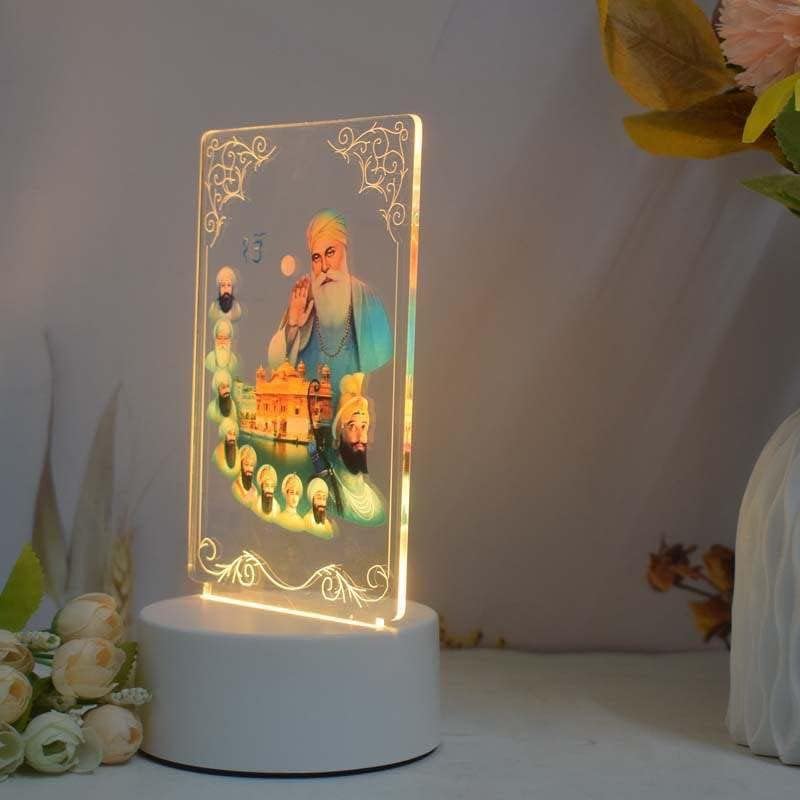 Ailtower Beautiful 3D Guru Nanak & Gobind ji Frame with Soft Light. UV Printed LED Night Light for Sikhs, Punjabi, Indian Community. Gifts for Kids, Grandparents & Friends.(Guru Nanak & Guru Gobind)