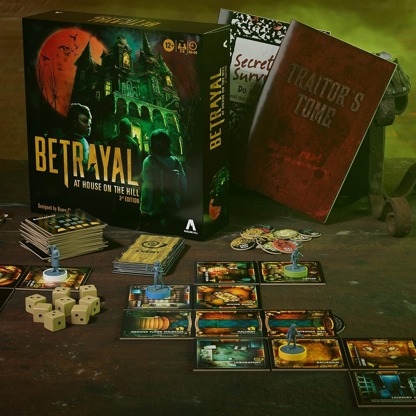 Avalon Hill Hasbro Gaming Betrayal at The House on The Hill 3rd Edition Cooperative Board Game,Ages 12 and Up,3-6 Players,50 Chilling Scenarios