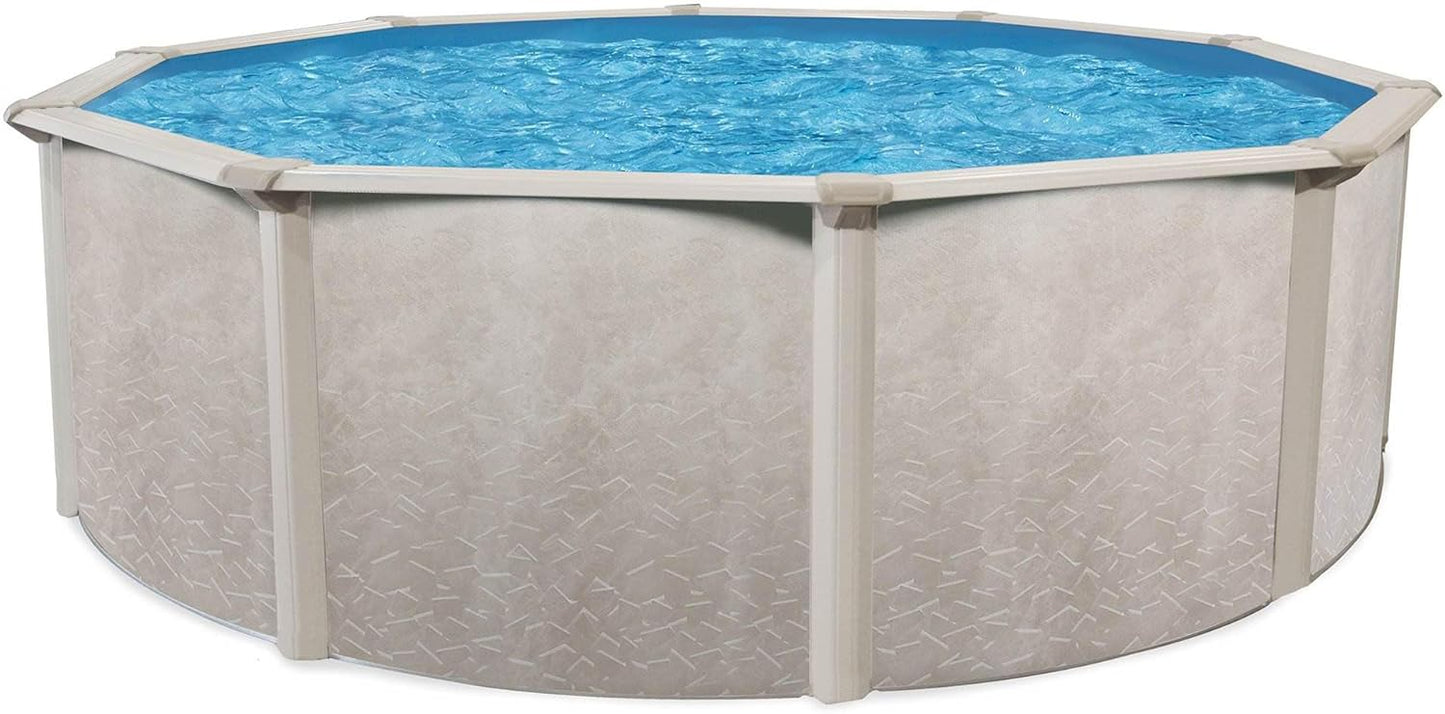 Aquarian Phoenix 21 Foot by 52 Inch Steel Frame Outdoor Above Ground Pool with Pump, Ladder Kit, Sand Filter, Pool Liner, Net and Skimmer, Gray