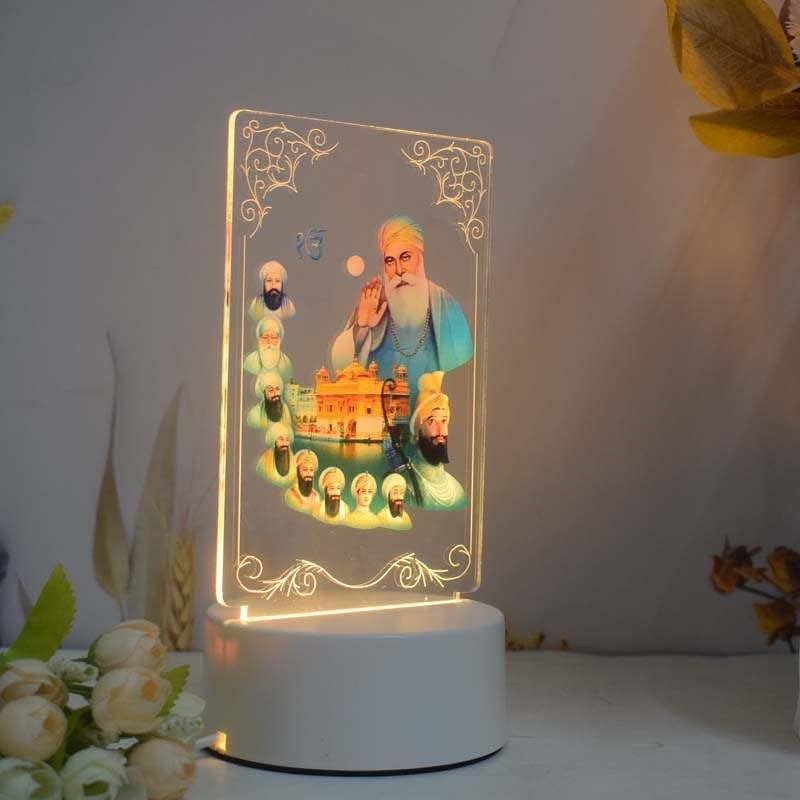 Ailtower Beautiful 3D Guru Nanak & Gobind ji Frame with Soft Light. UV Printed LED Night Light for Sikhs, Punjabi, Indian Community. Gifts for Kids, Grandparents & Friends.(Guru Nanak & Guru Gobind)