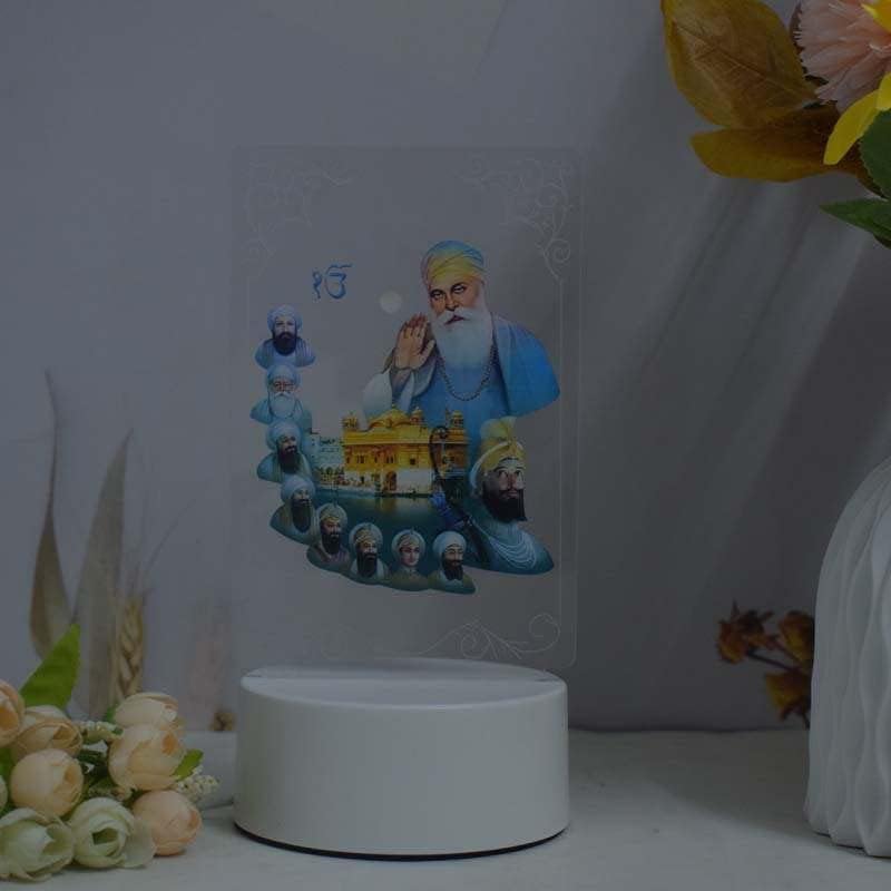 Ailtower Beautiful 3D Guru Nanak & Gobind ji Frame with Soft Light. UV Printed LED Night Light for Sikhs, Punjabi, Indian Community. Gifts for Kids, Grandparents & Friends.(Guru Nanak & Guru Gobind)